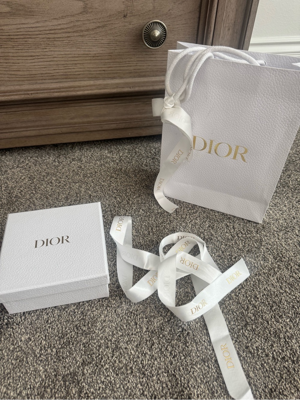 Empty Dior Gift Bag & Box with Ribbon